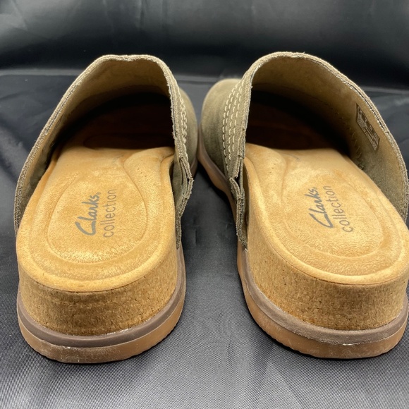 Clarks Women's Brynn Suede Glide Clogs, Dark Olive - Picture 2 of 4